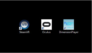 パソコン：SteamVR・Oculusアプリ・PC用Dimension Playerのデスクトップアイコンの画像