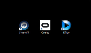 パソコン：SteamVR・Oculusアプリ・D-PLAYERのデスクトップアイコンの画像